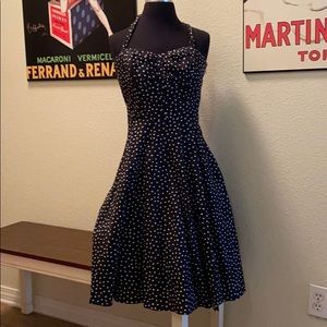 White house black market polkadot halter dress.